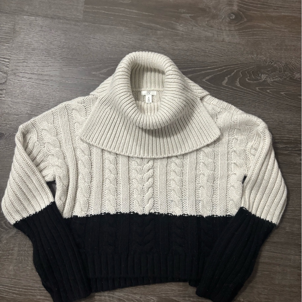 BP Black and Cream Cowl Neck Sweater